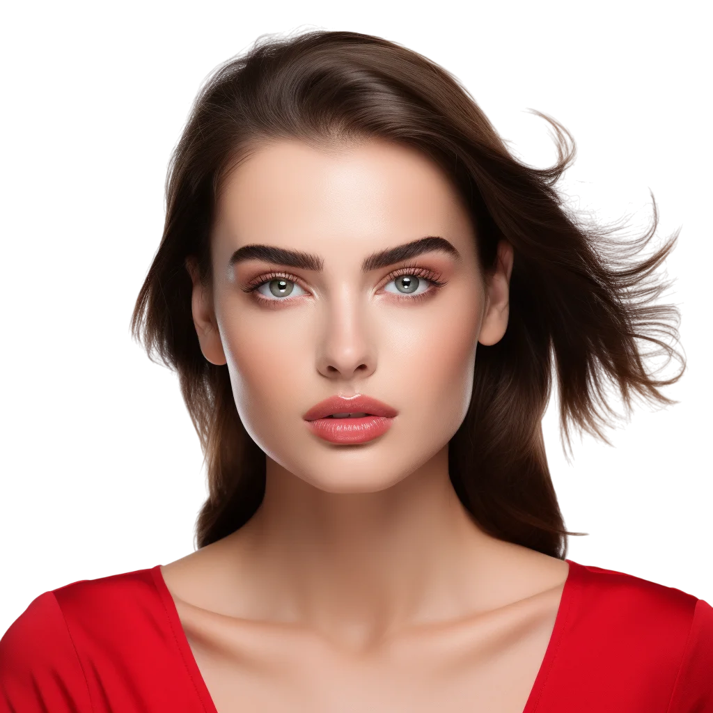 Brunette Woman Beauty Portrait in Red Top – Free PNG