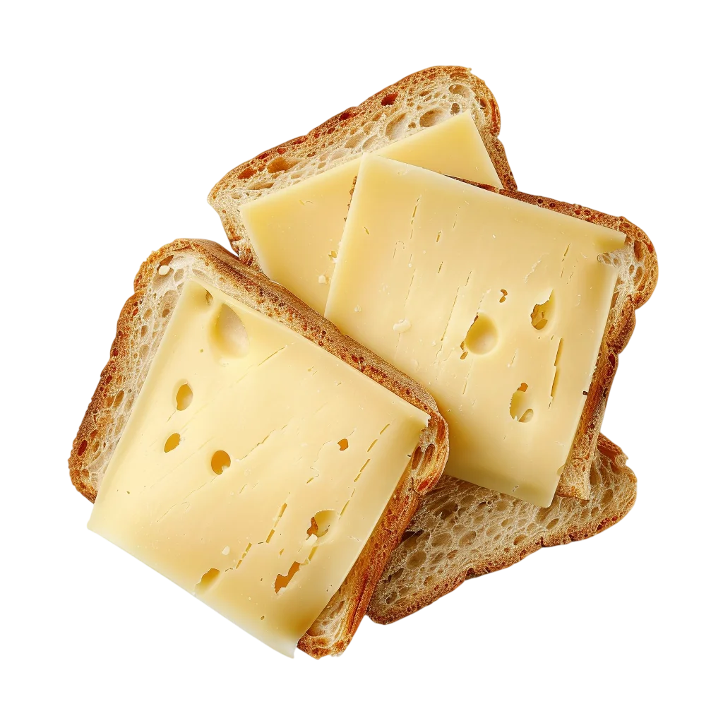 Swiss Cheese and Rustic Bread Slices Free PNG