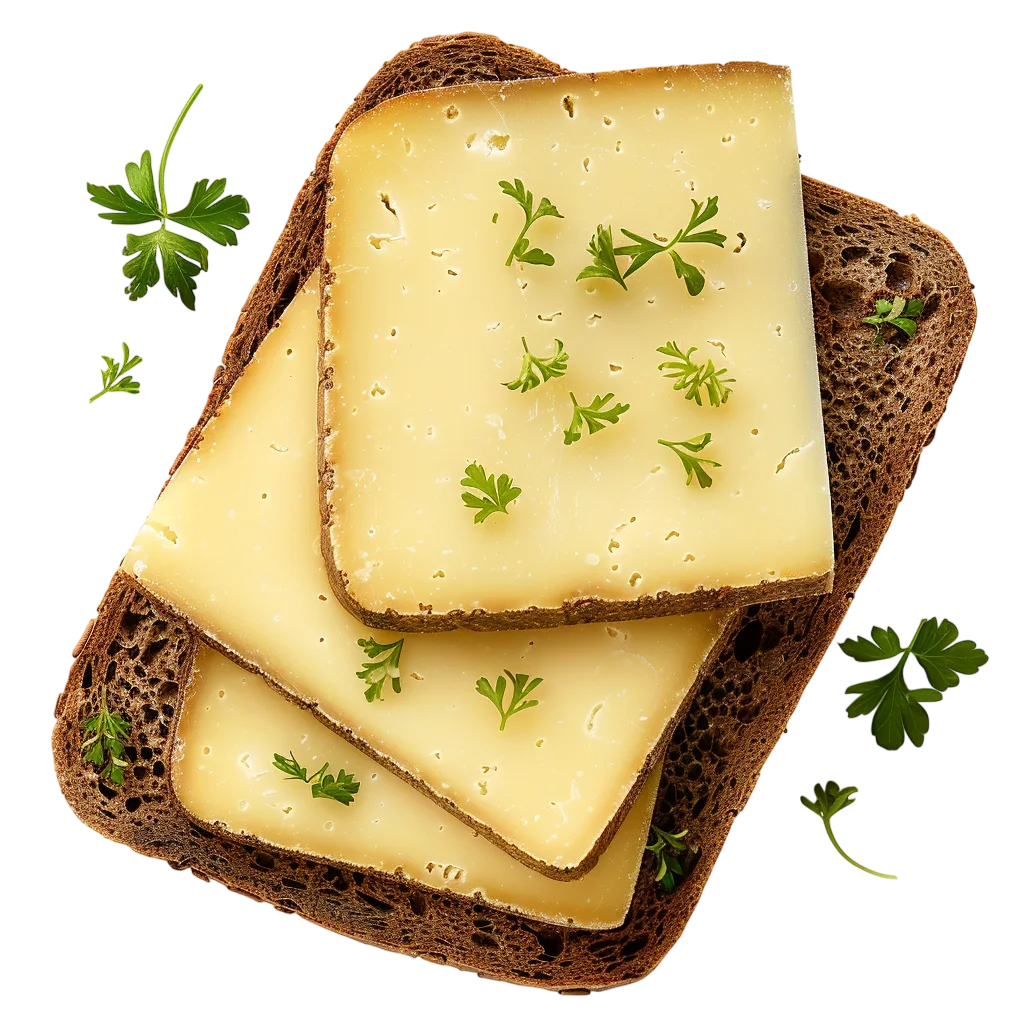 Cheese Slices on Dark Bread with Parsley – Free PNG