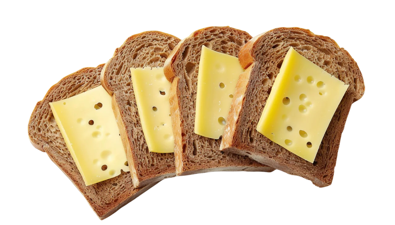 Swiss Cheese on Whole-Grain Bread Slices Free PNG