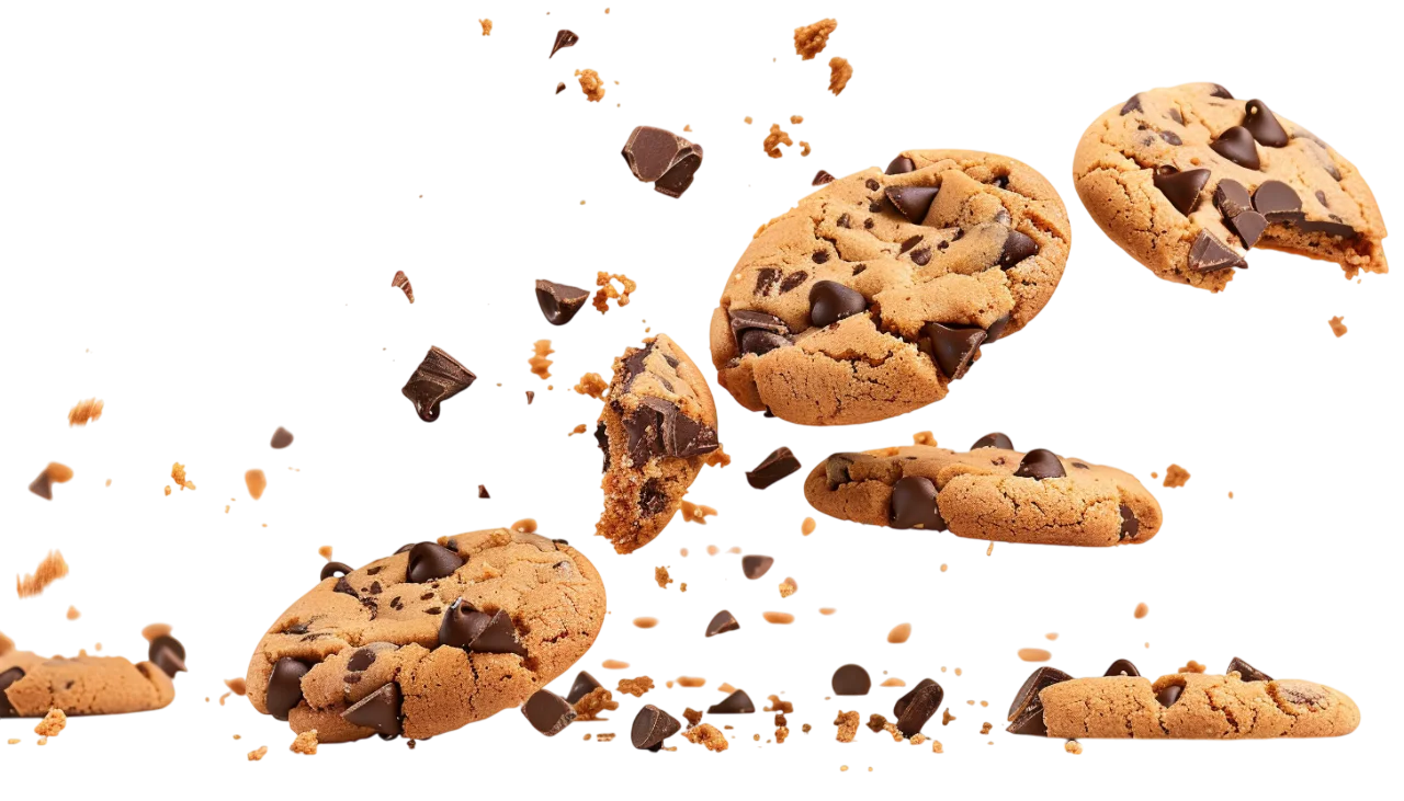 Floating Chocolate Chunk Cookies and Crumbs Free PNG
