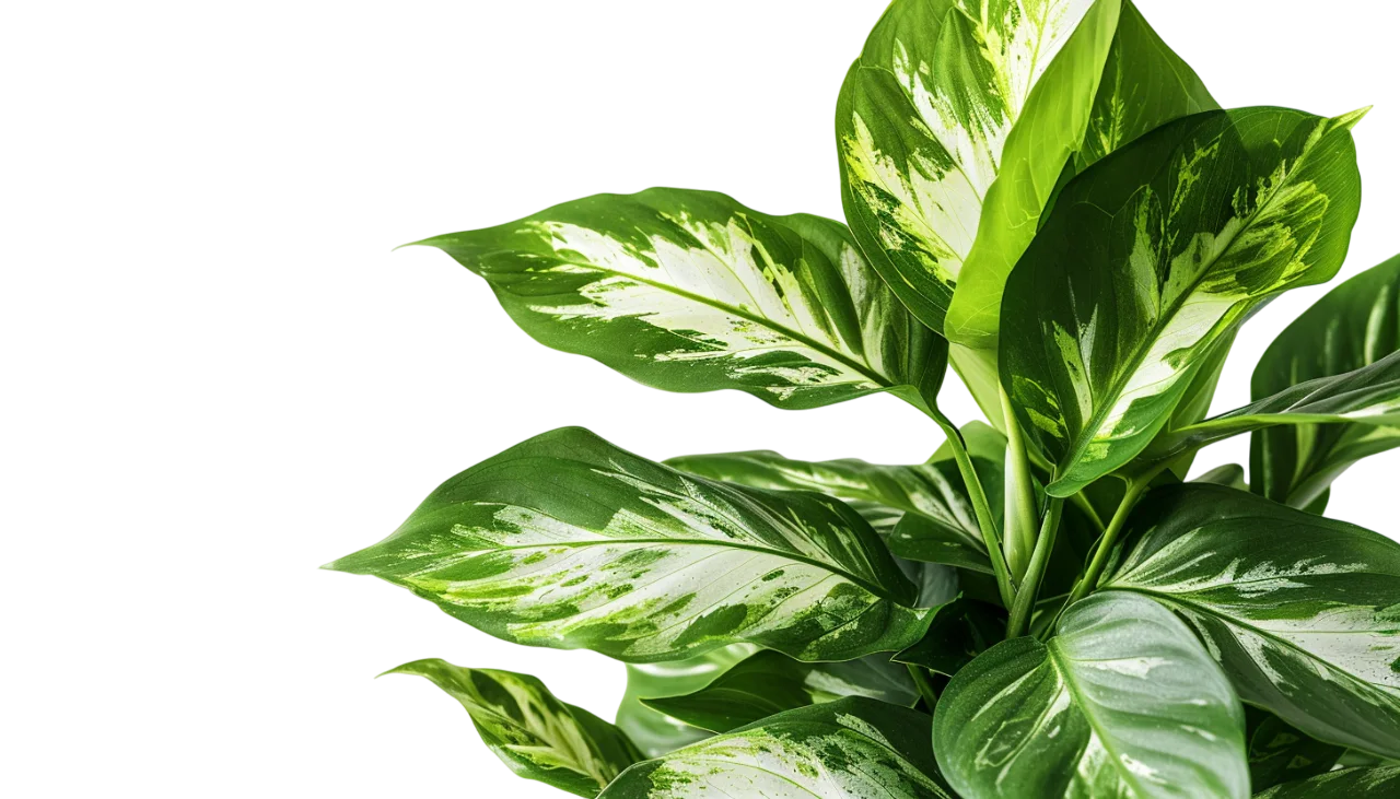 Variegated Green Houseplant Leaves Free PNG