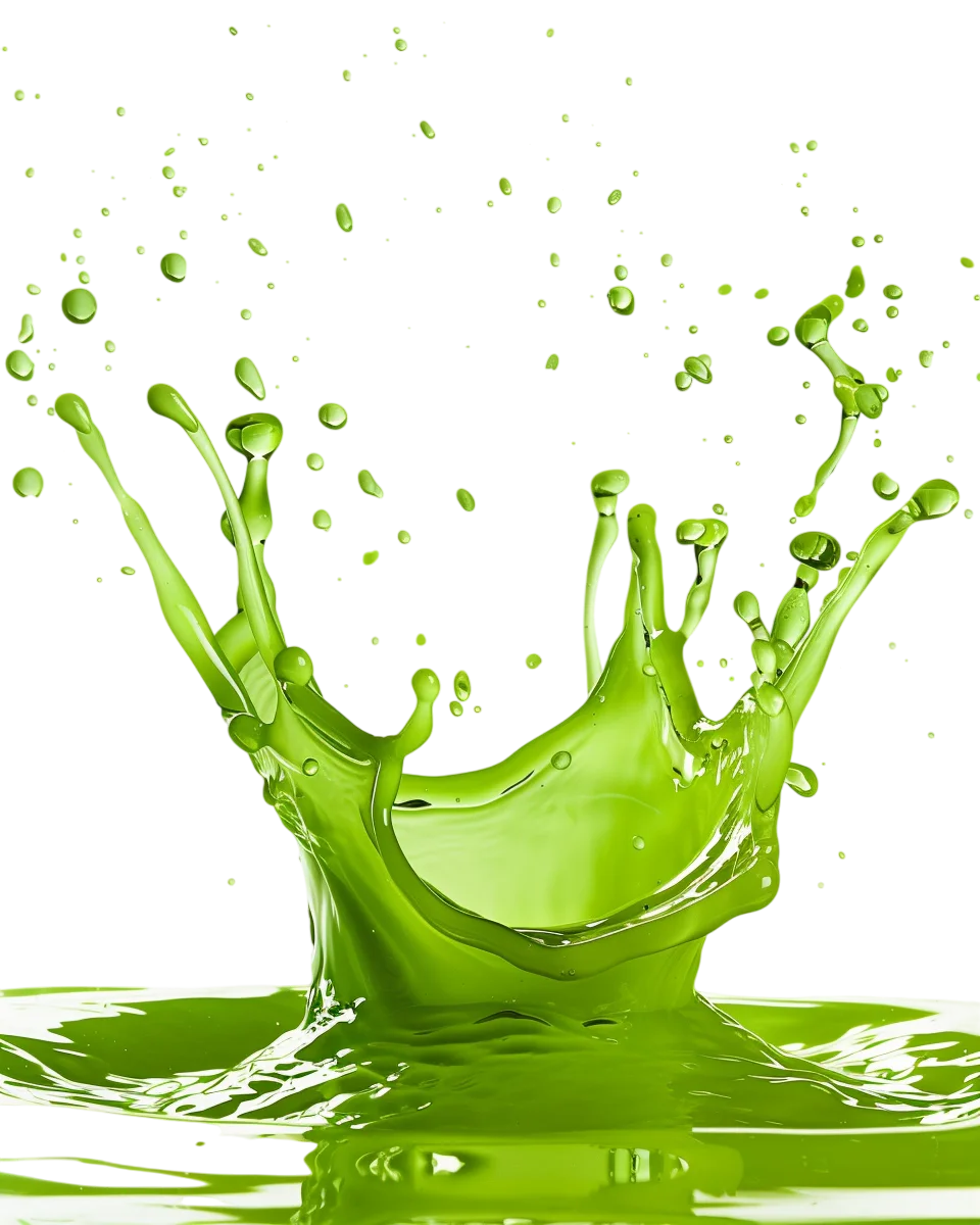 Lime Green Liquid Splash Crown with Droplets – Free PNG