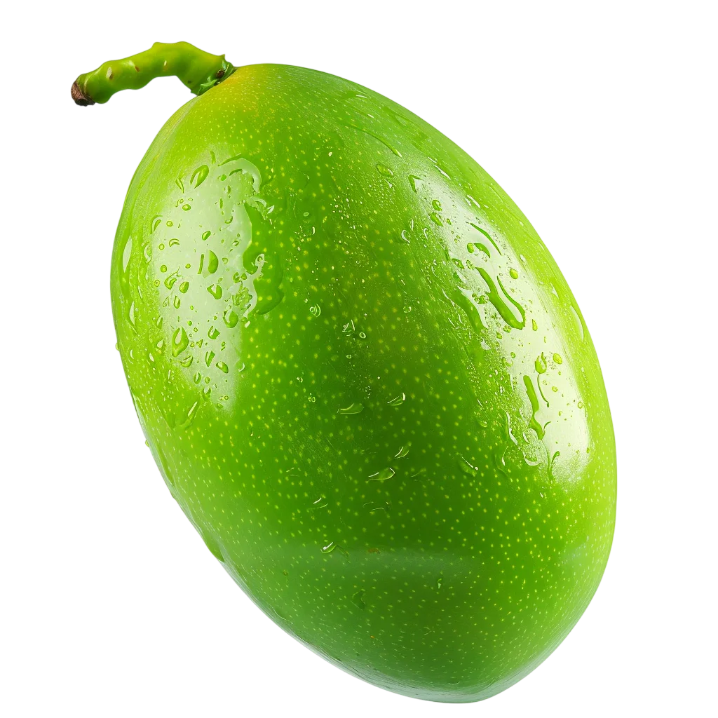 Glossy Green Mango with Water Droplets Free PNG