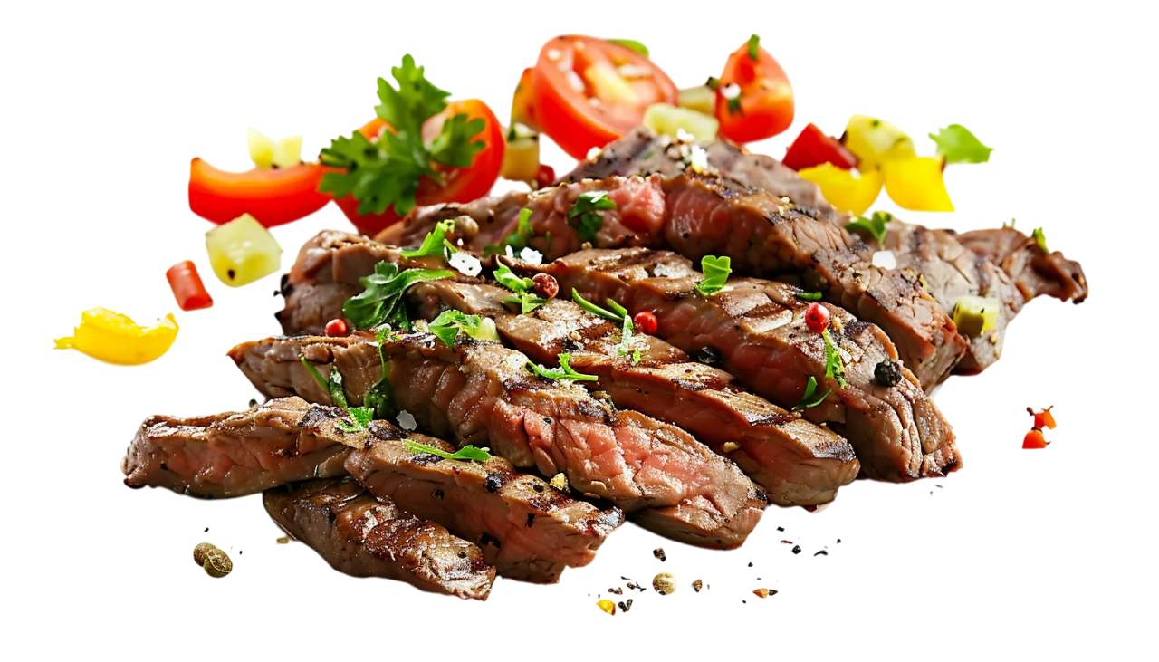 Sliced Grilled Steak with Fresh Vegetables | Free PNG