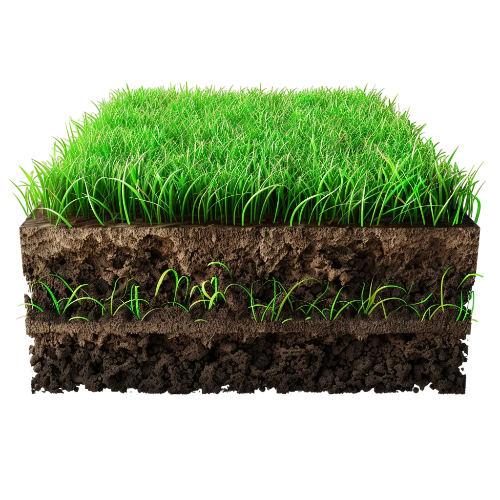 Green Grass Lawn and Soil Cross-Section Free PNG