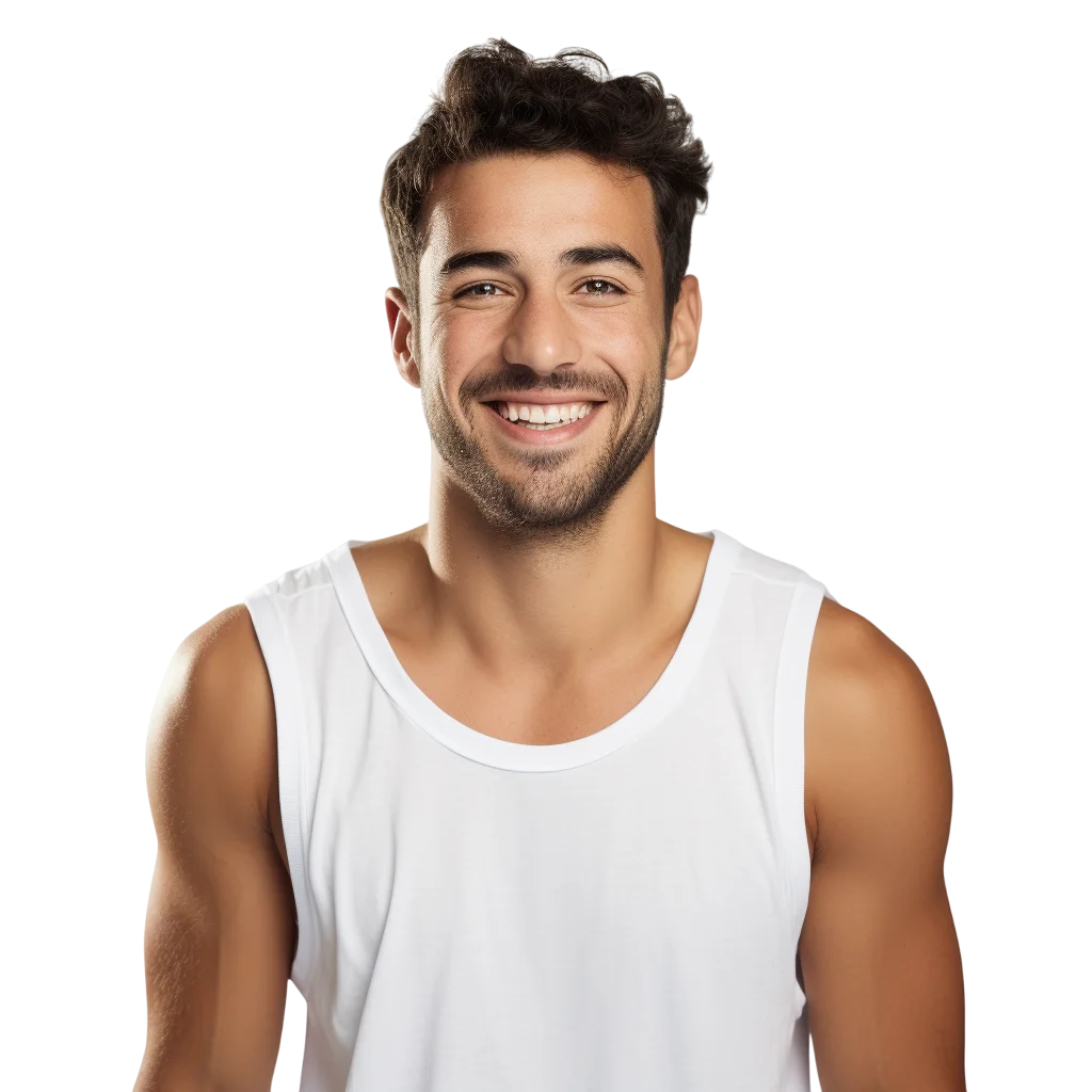 Smiling Man in White Tank Top Portrait Free PNG