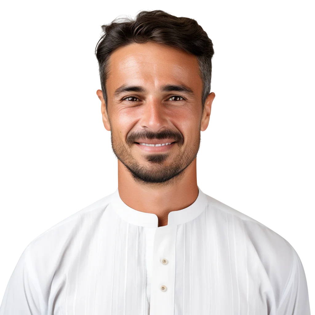 Smiling Man in White Traditional Clothing Portrait Free PNG