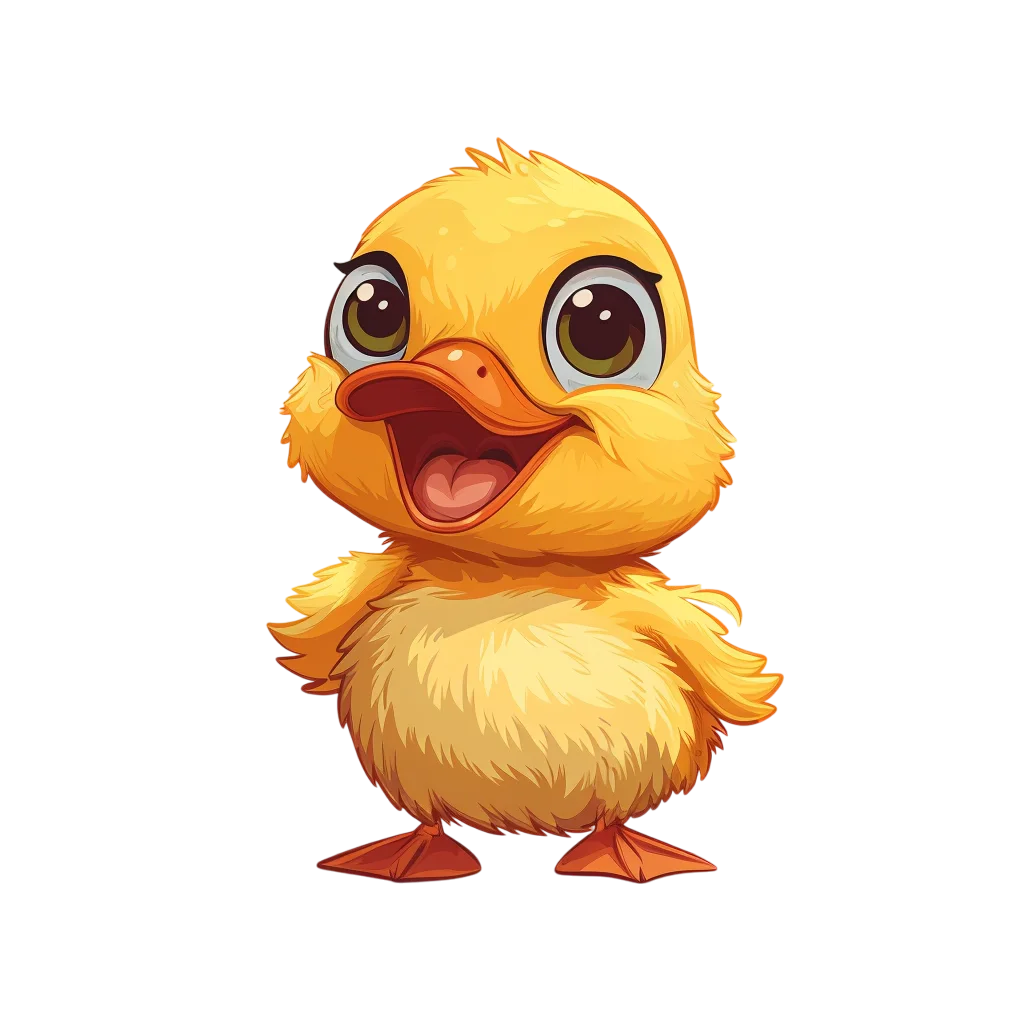 Cute Happy Yellow Duckling Cartoon Free PNG