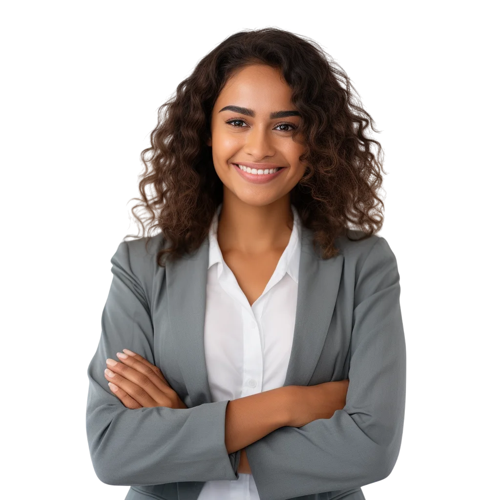 Smiling Businesswoman with Crossed Arms – Free PNG