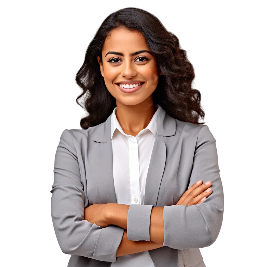 Smiling Businesswoman in Gray Blazer Free PNG