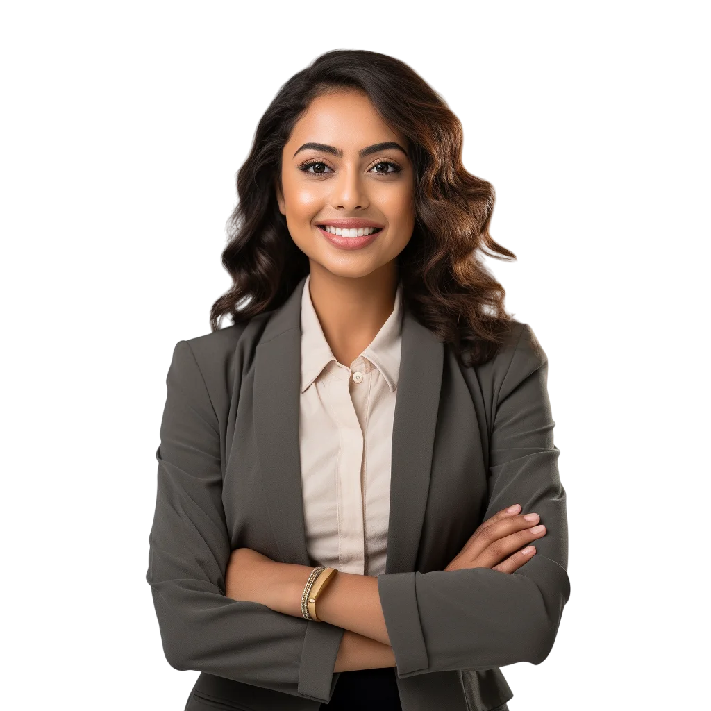 Smiling Businesswoman with Crossed Arms Free PNG