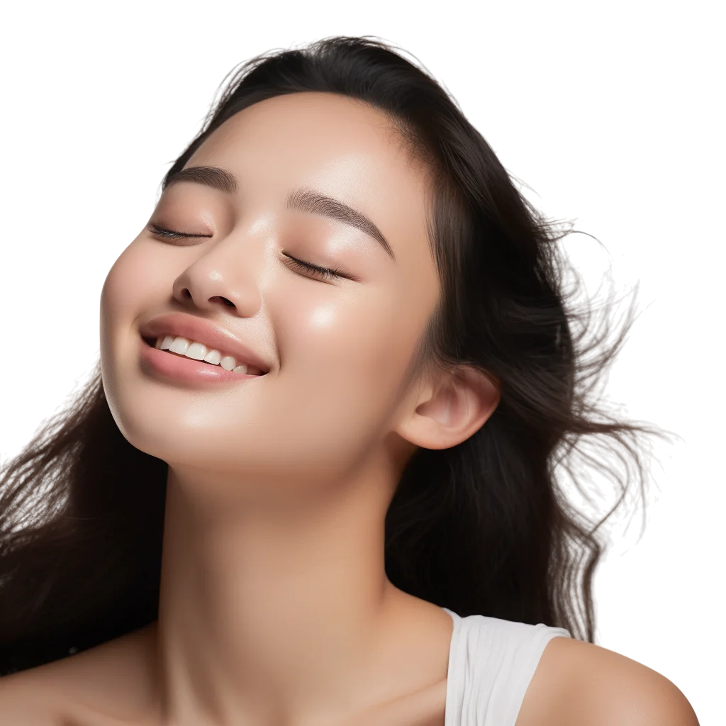Smiling Woman with Closed Eyes Beauty Portrait Free PNG