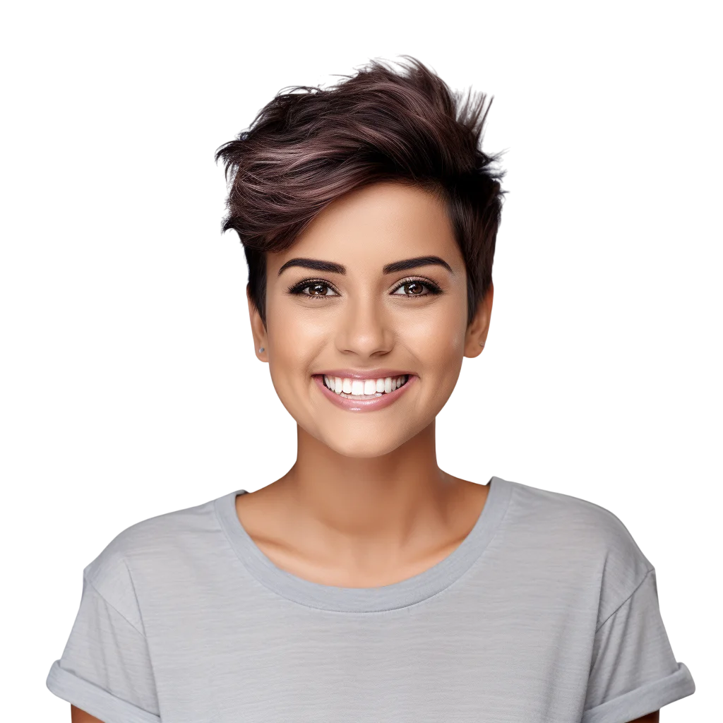 Smiling Woman with Short Hair Portrait Free PNG