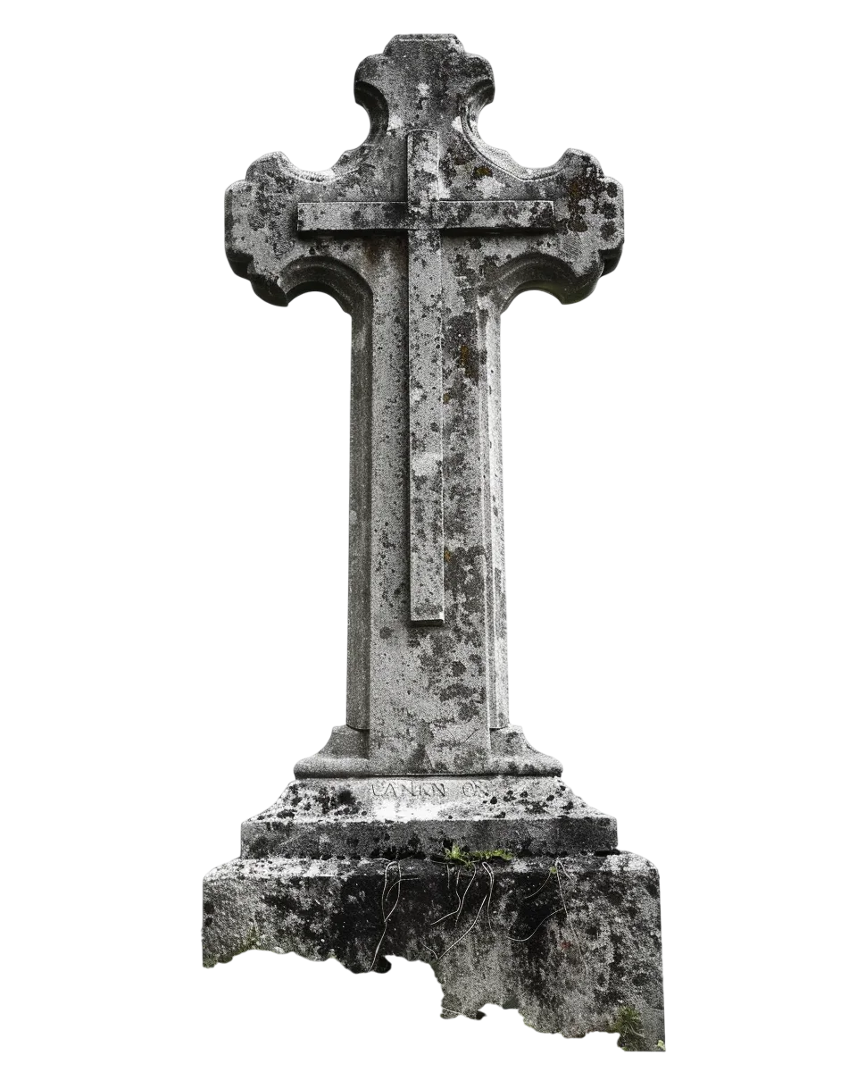Weathered Stone Cross Monument Free PNG