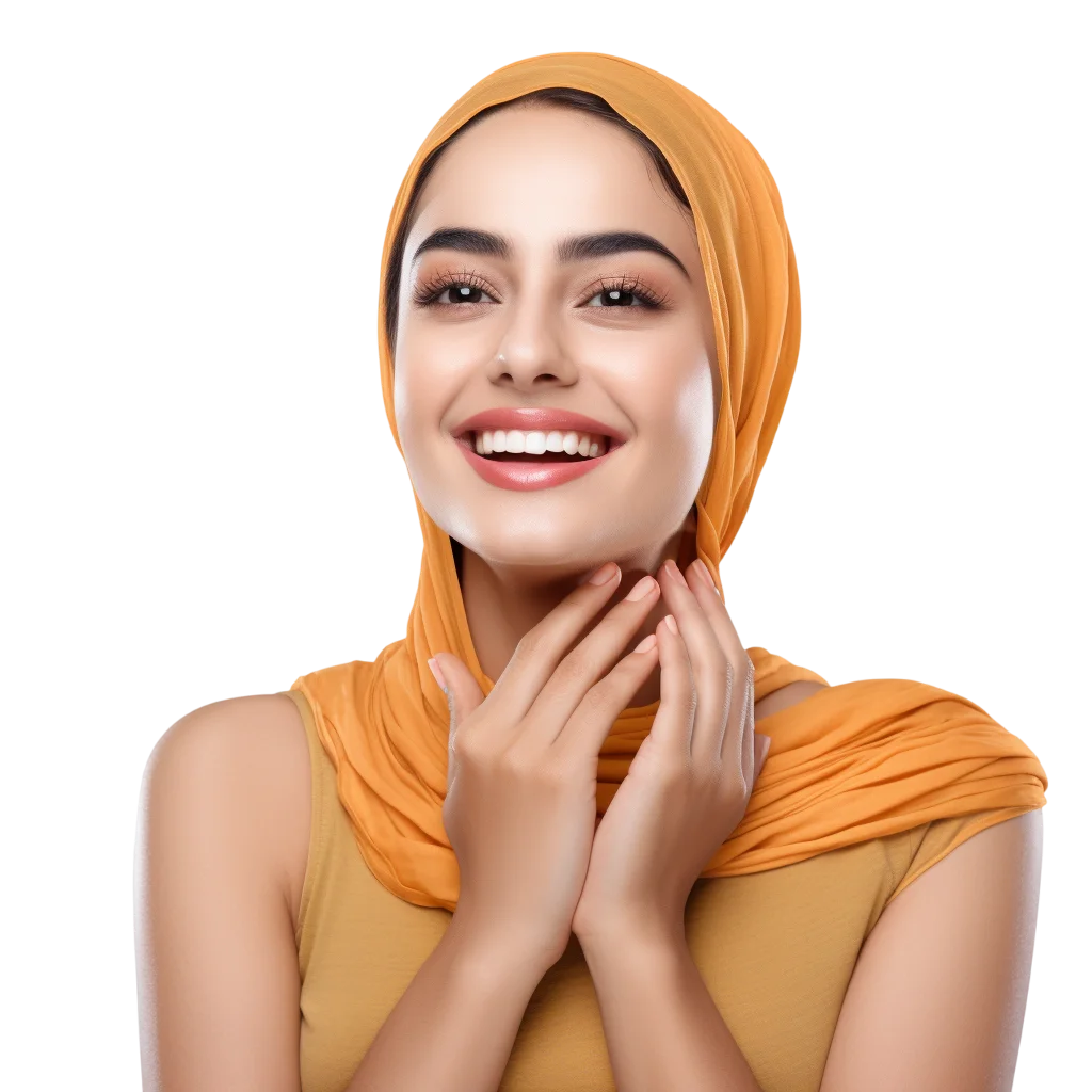 Smiling Woman in Orange Hijab Free PNG