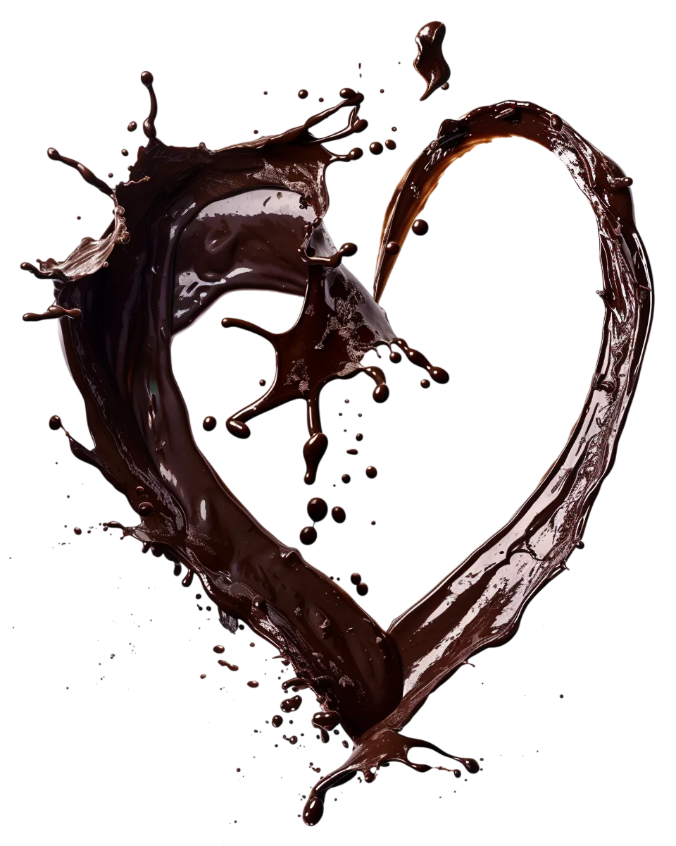 Glossy Chocolate Splash Forming a Heart Outline Free PNG
