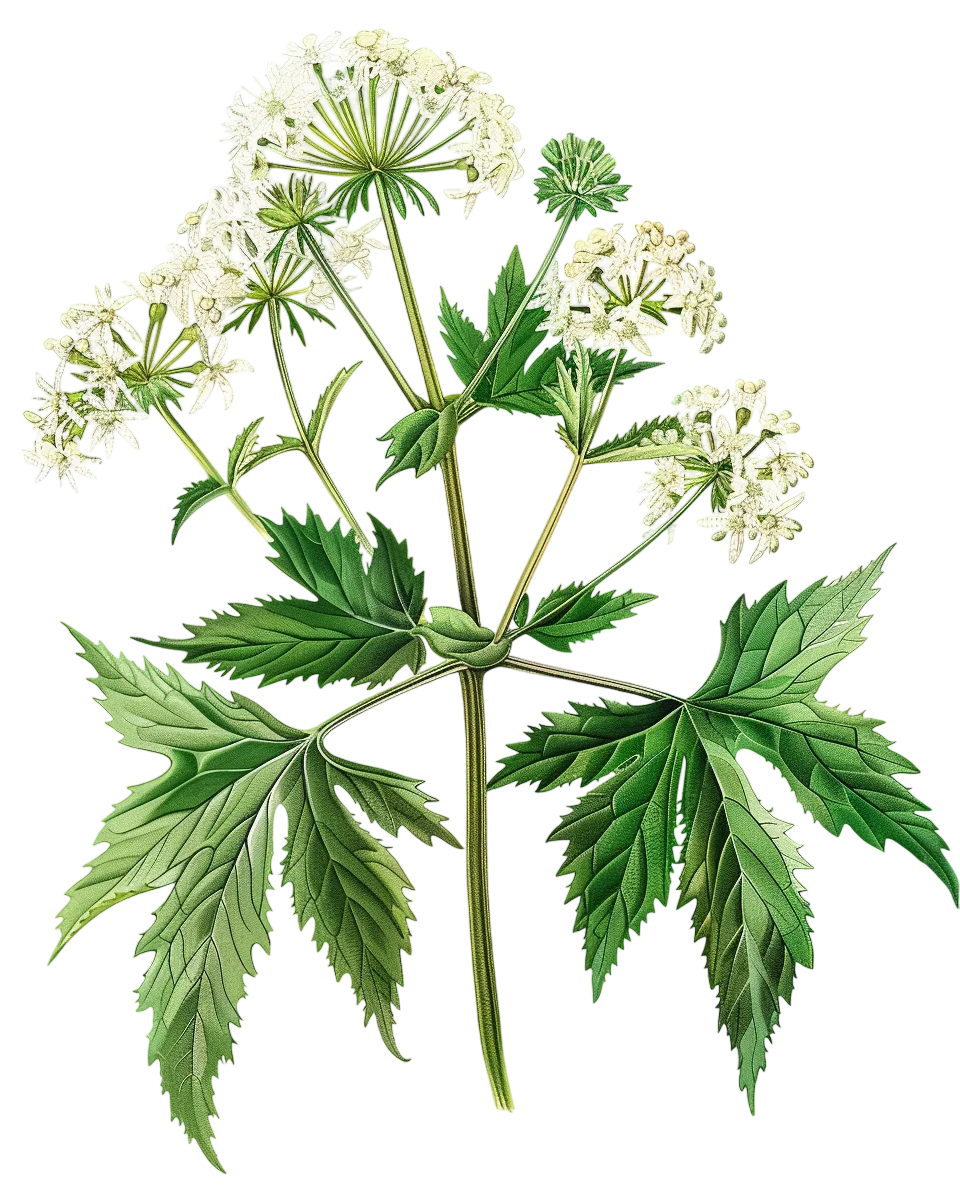 White Umbel Wildflower Botanical Illustration Free PNG
