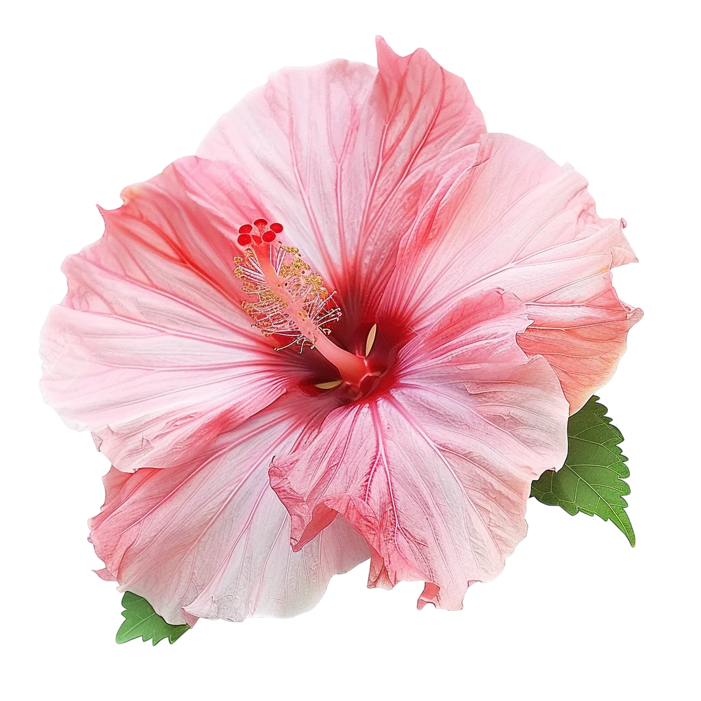 Free PNG of a Pale Pink Hibiscus with Green Leaves