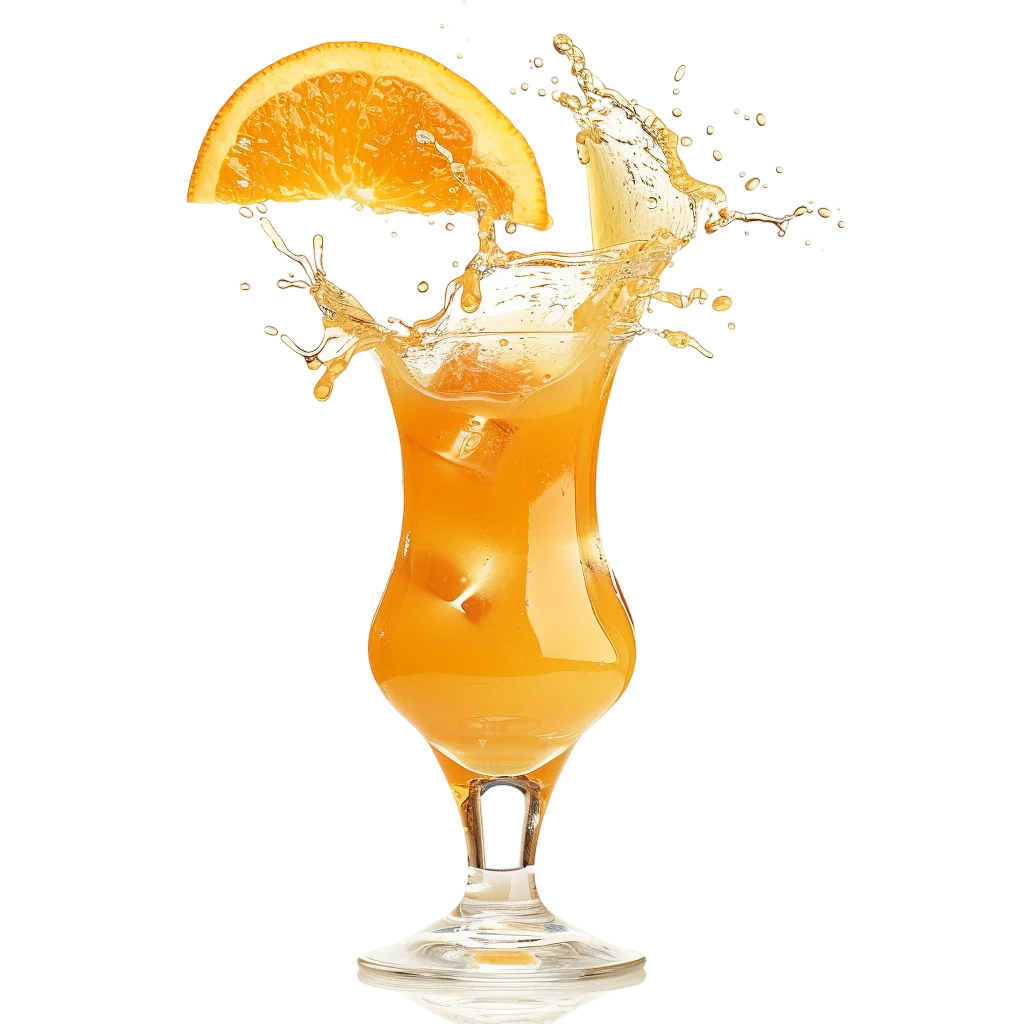 Orange Drink Splash with Citrus Slice Free PNG