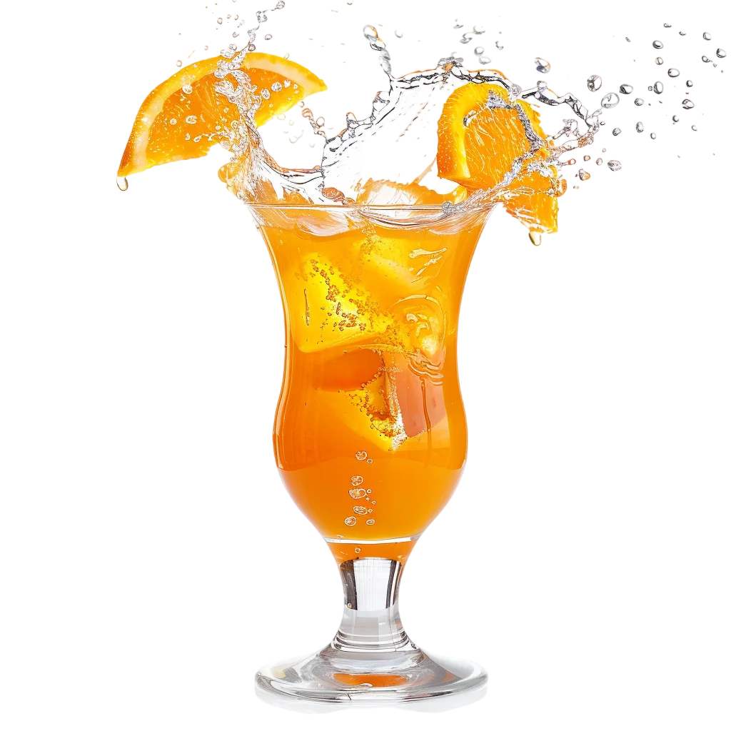 Orange Juice Splash with Orange Wedges Free PNG