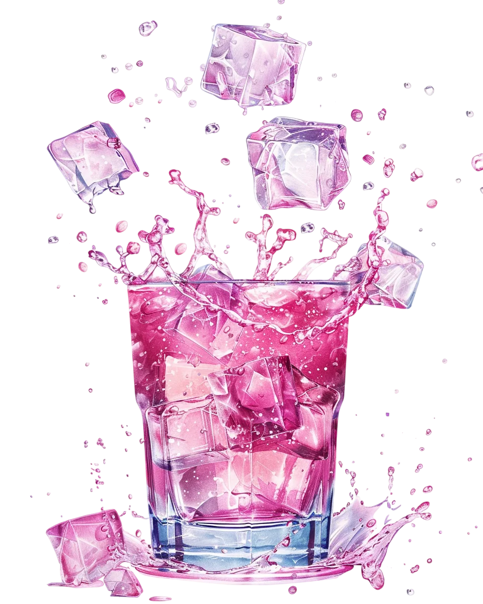 Pink Iced Drink Splash Illustration Free PNG
