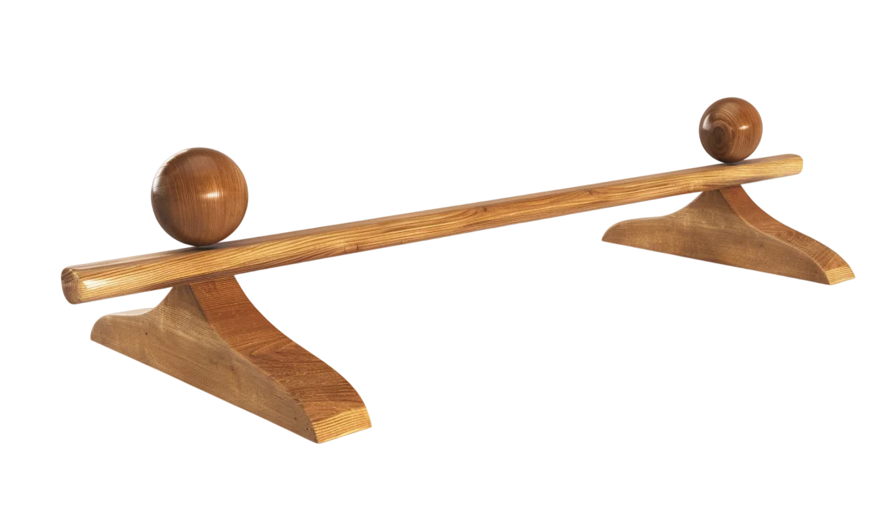 Wooden Seesaw with Two Balls Free PNG