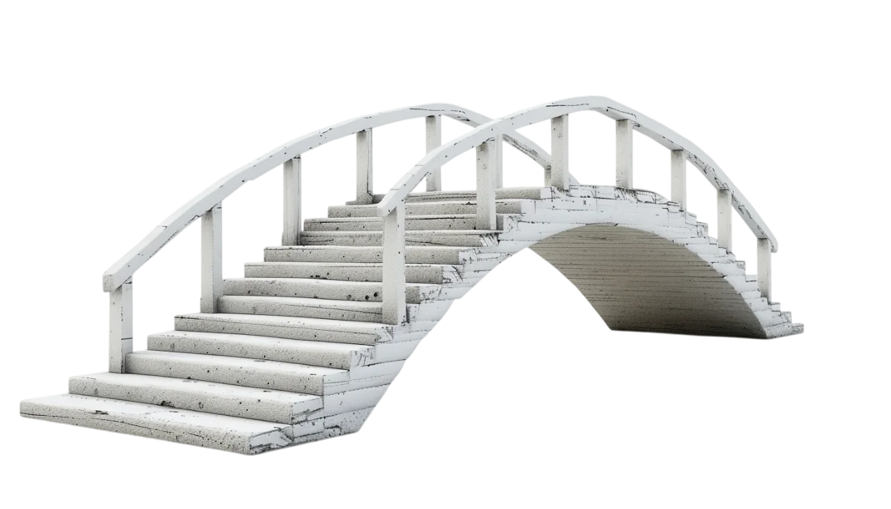 Weathered White Wooden Arch Bridge with Steps | Free PNG