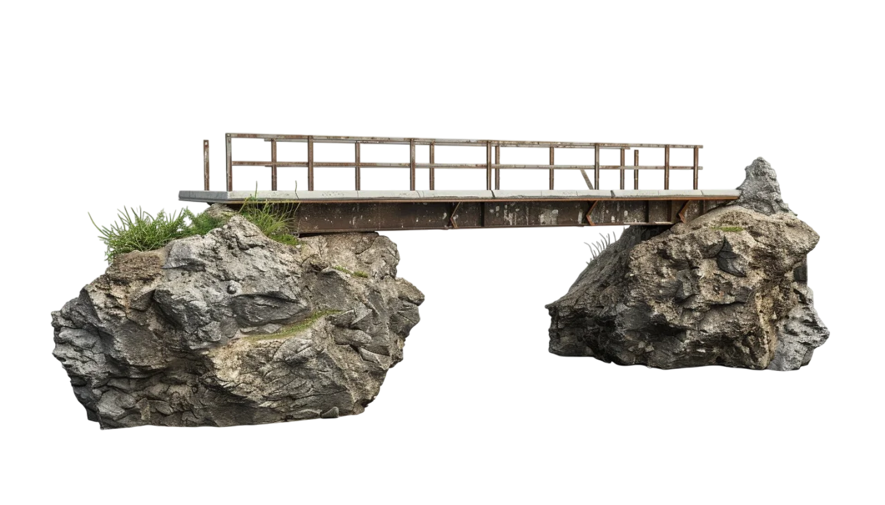 Weathered Footbridge Between Rocky Cliffs Free PNG