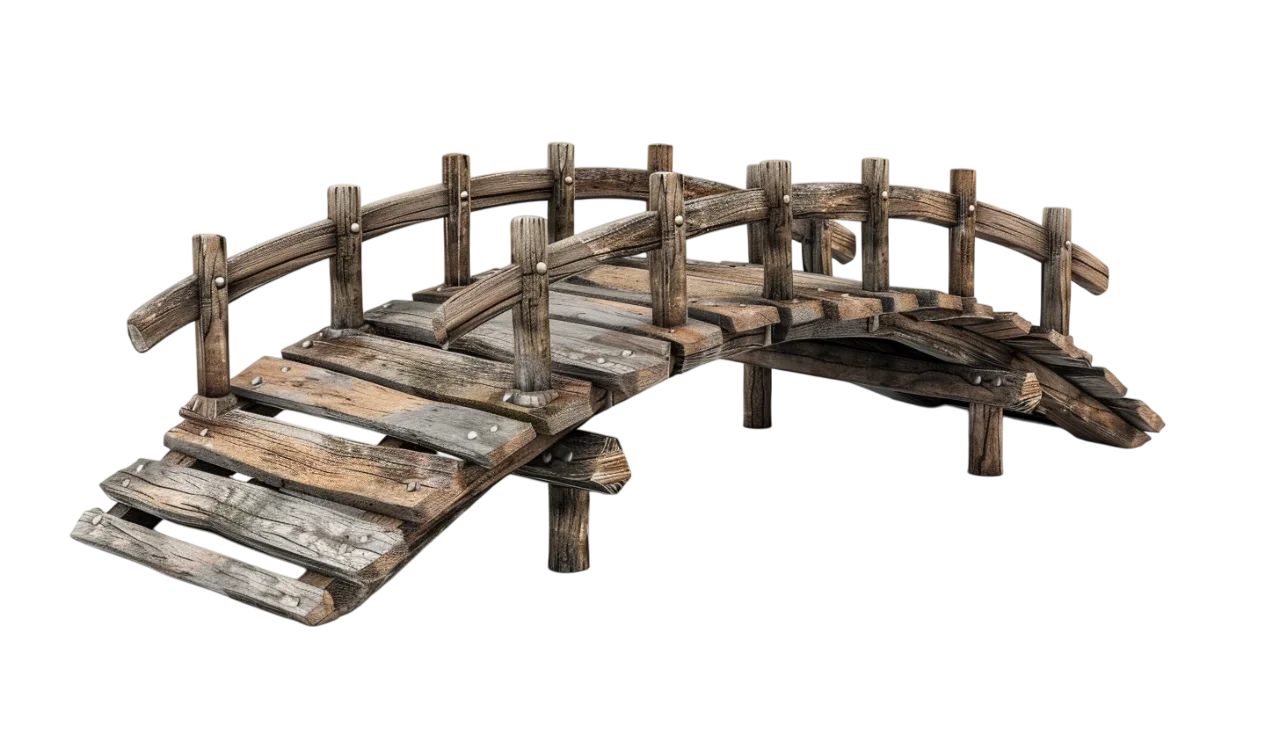 Rustic Arched Wooden Footbridge Free PNG