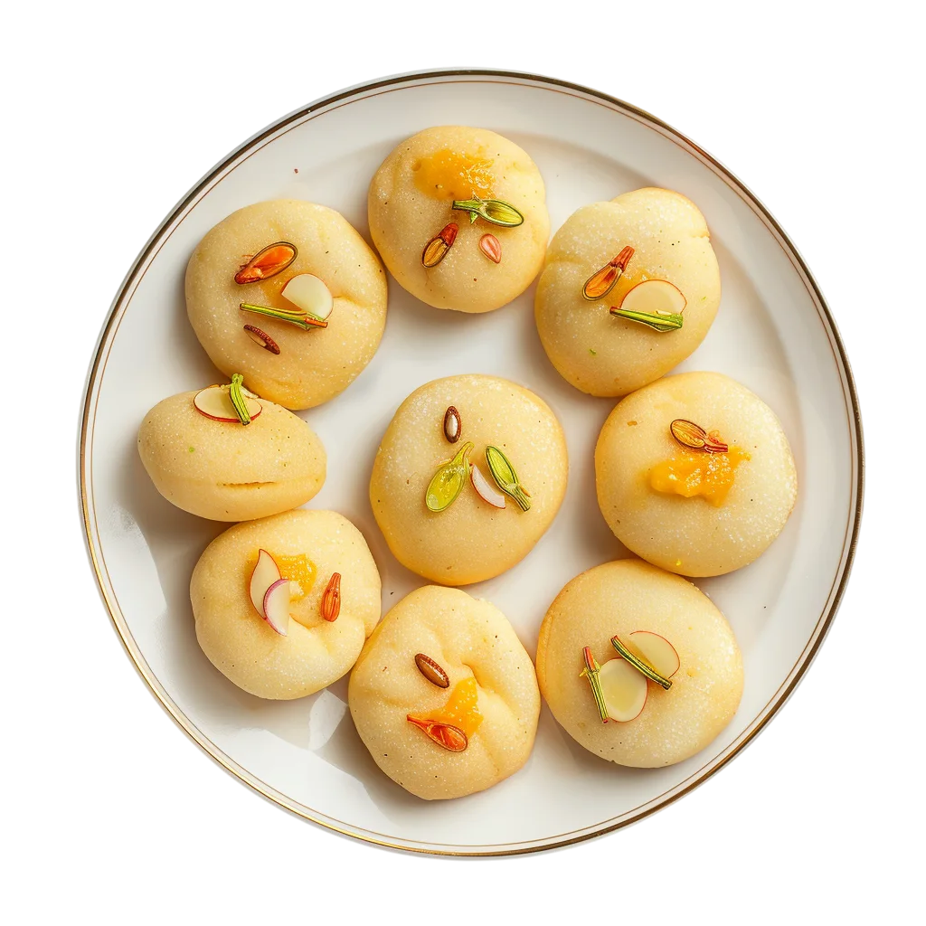 Indian Milk Peda Sweets with Nuts on a Plate Free PNG