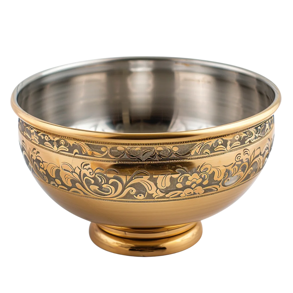 Ornate Gold-Tone Footed Bowl Free PNG