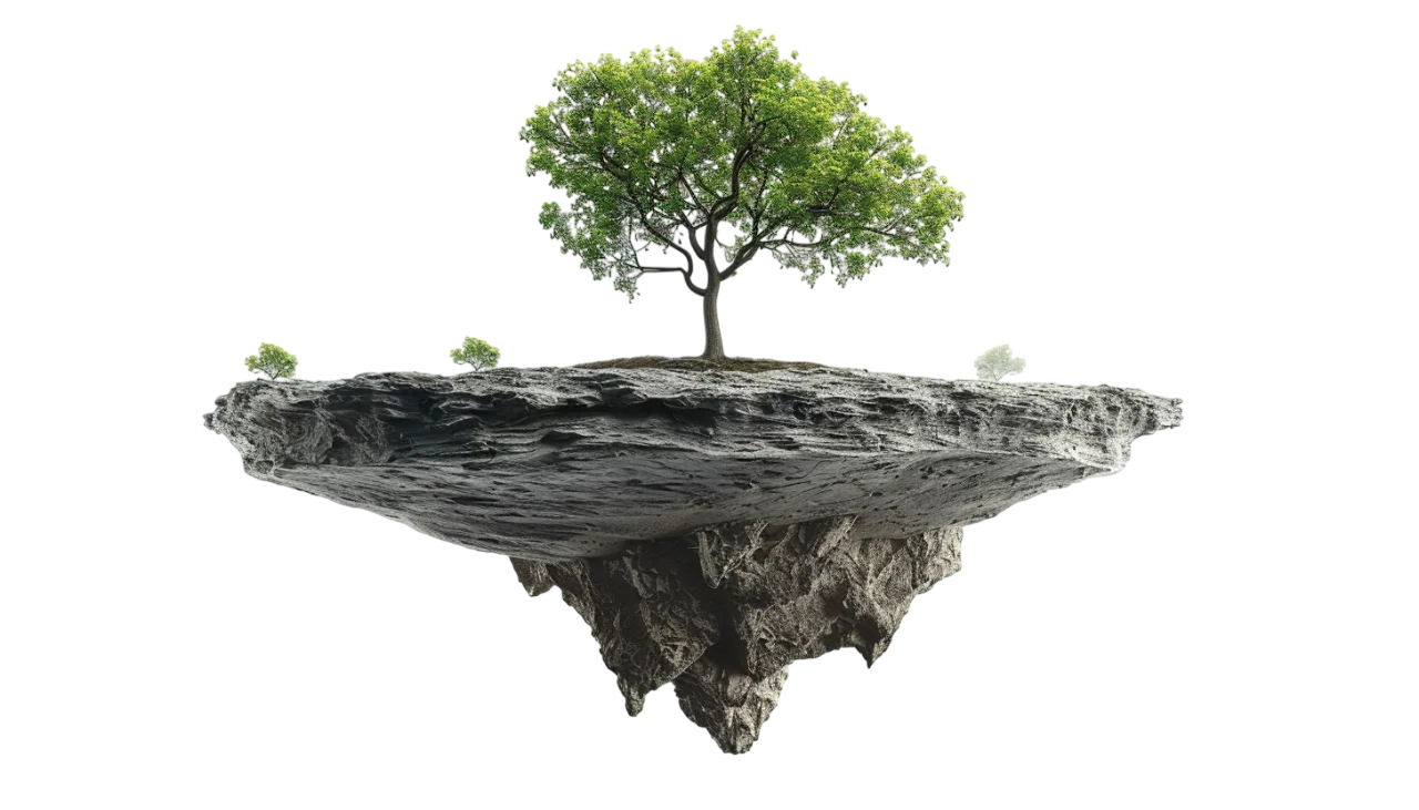 Floating Rocky Island with Tree Free PNG