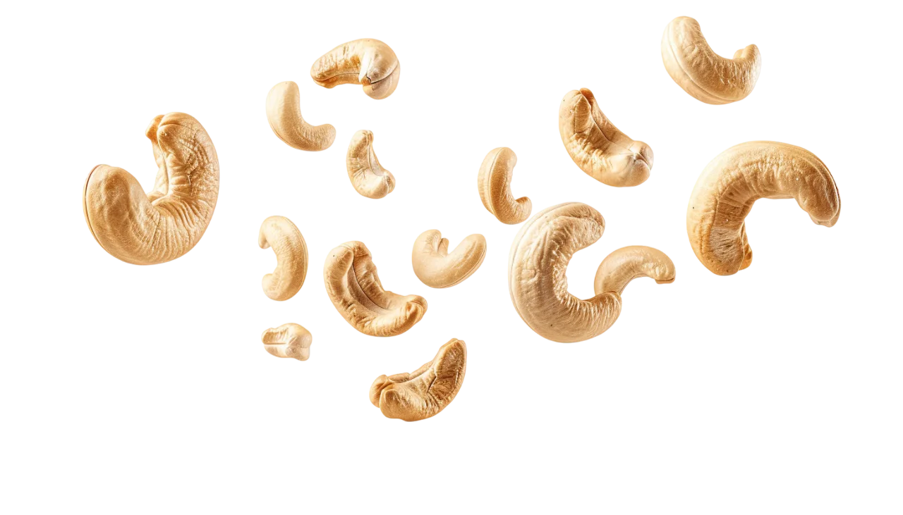 Scattered Golden Cashew Nuts Free PNG