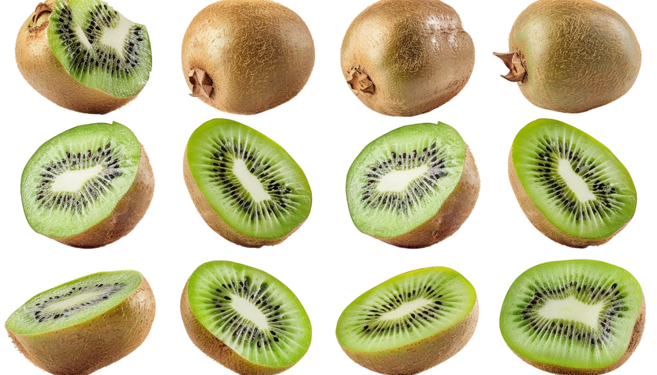 Whole and Sliced Green Kiwifruit Collection Free PNG