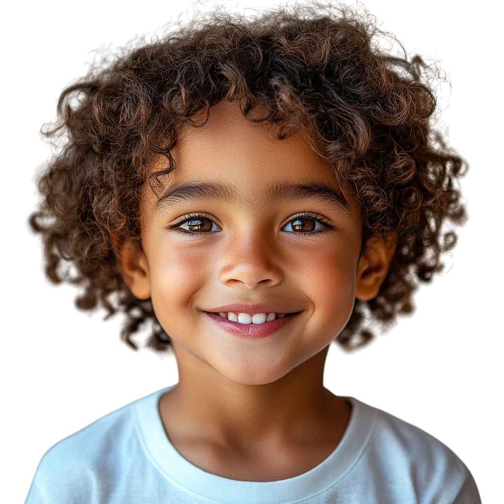 Smiling Curly-Haired Child Portrait Free PNG
