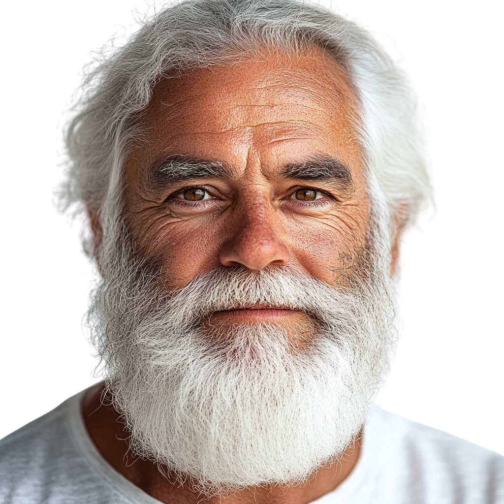 Free PNG Portrait of an Older Man with White Hair and Beard