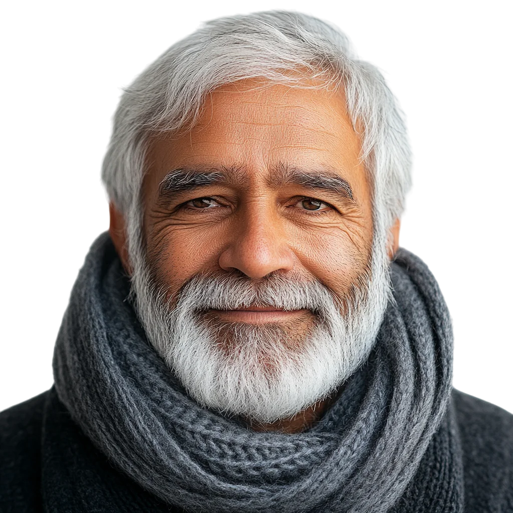 Older Man with Silver Hair and Beard Free PNG