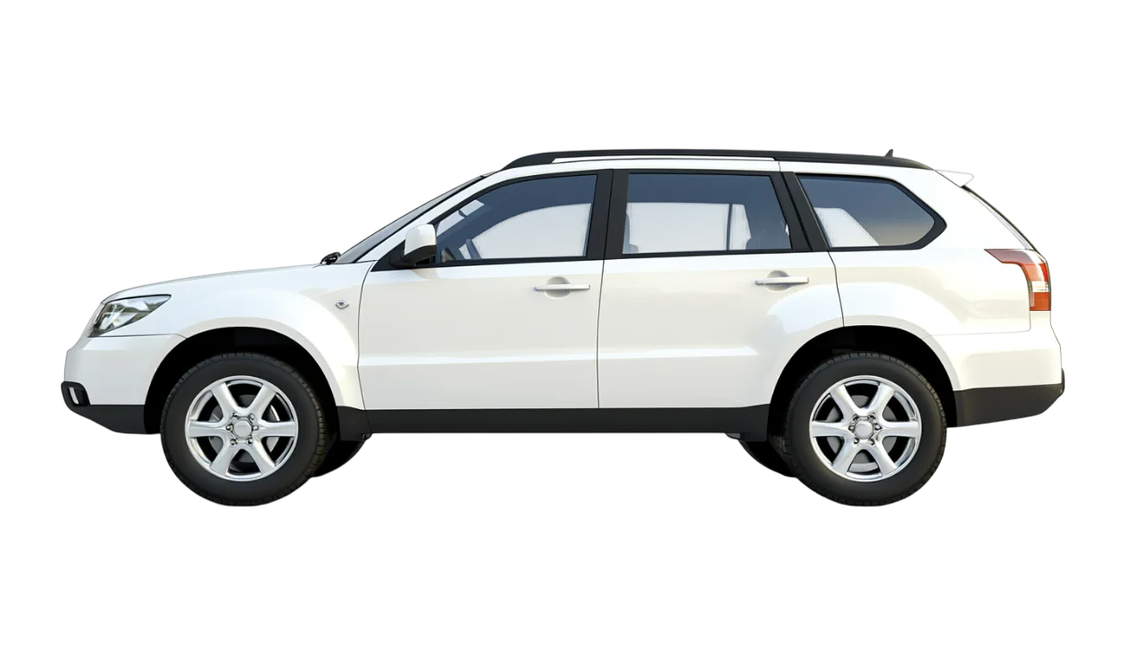 White SUV Side View Isolated Free PNG