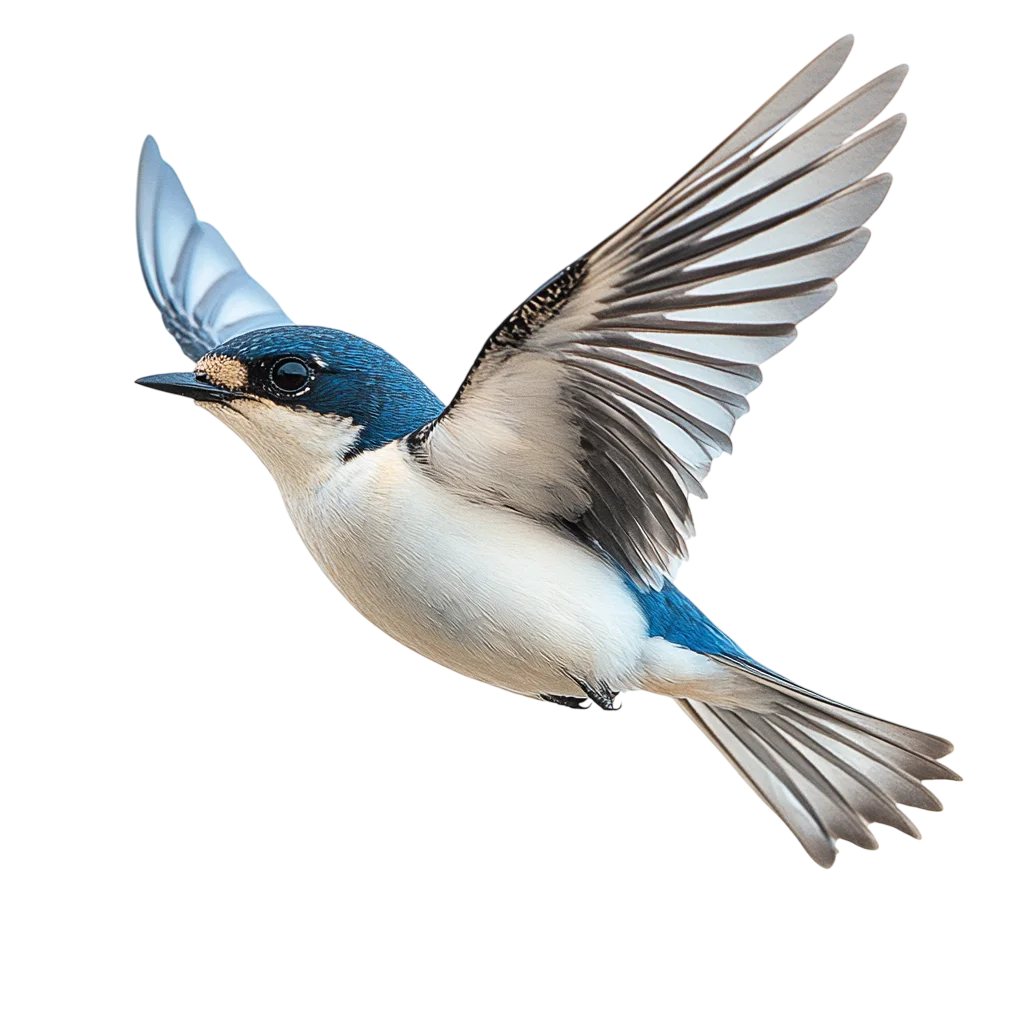Blue and White Bird in Flight Free PNG