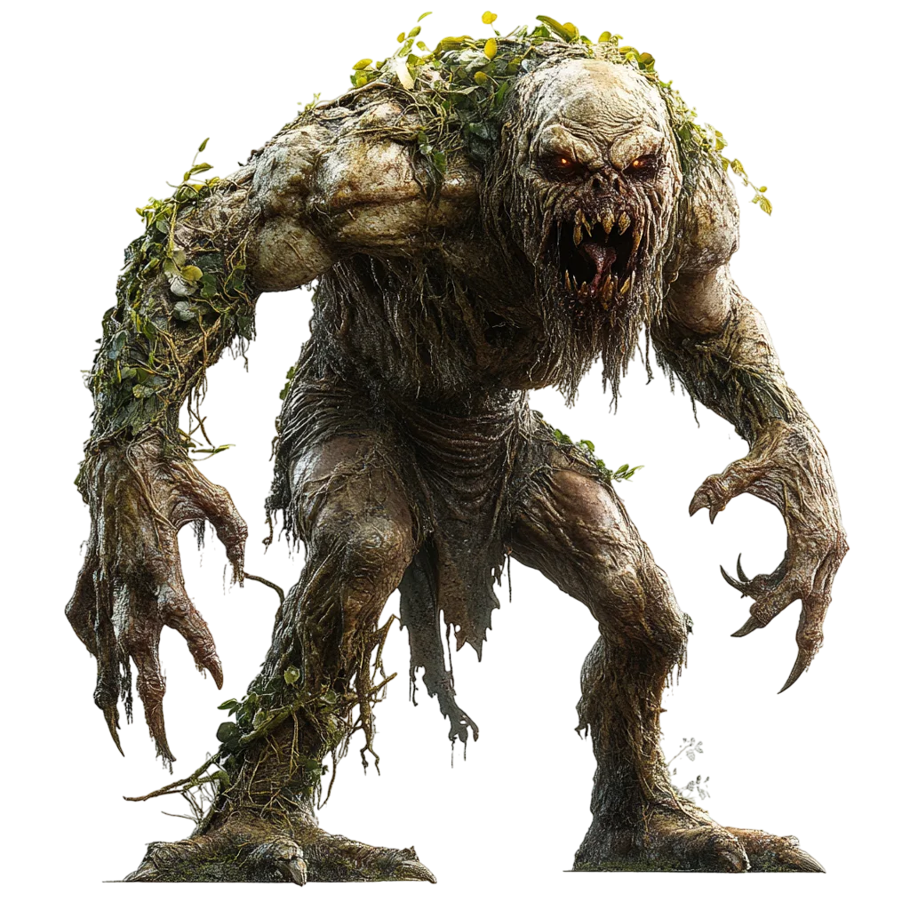 Snarling Moss-Covered Swamp Monster Free PNG