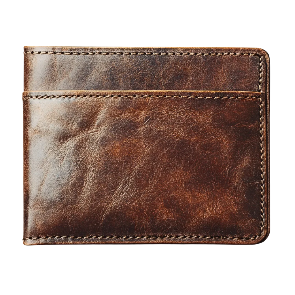 Worn Brown Leather Wallet with Front Pocket | Free PNG