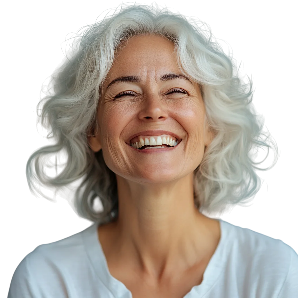Smiling Mature Woman with Silver Hair Free PNG