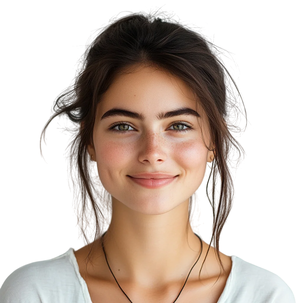 Smiling Freckled Brunette Woman Portrait Free PNG