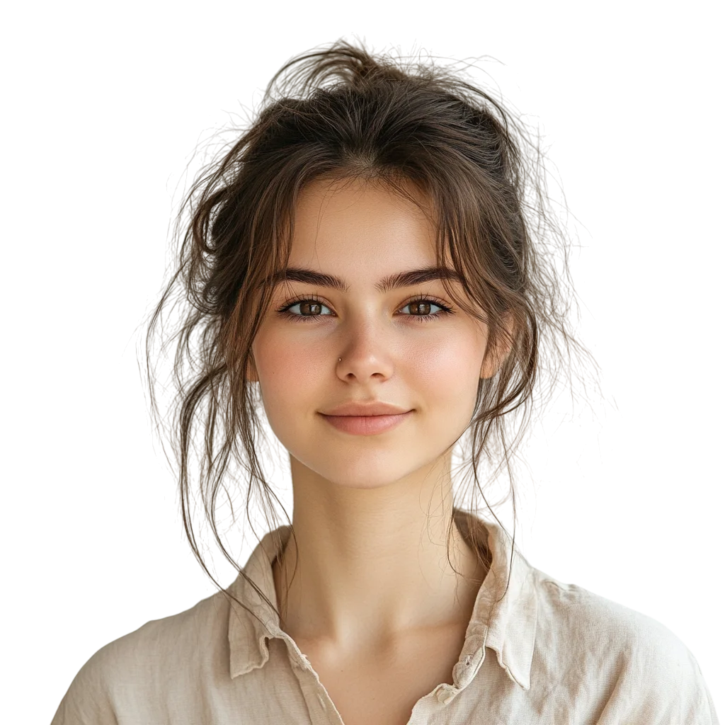Young Woman with Brown Hair and Nose Stud Portrait – Free PNG