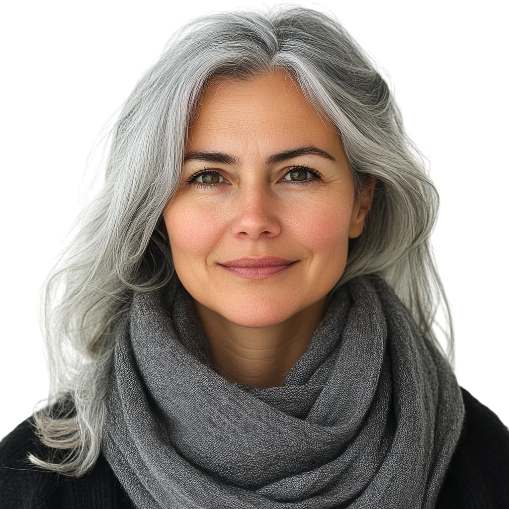 Smiling Silver-Haired Woman Portrait – Free PNG