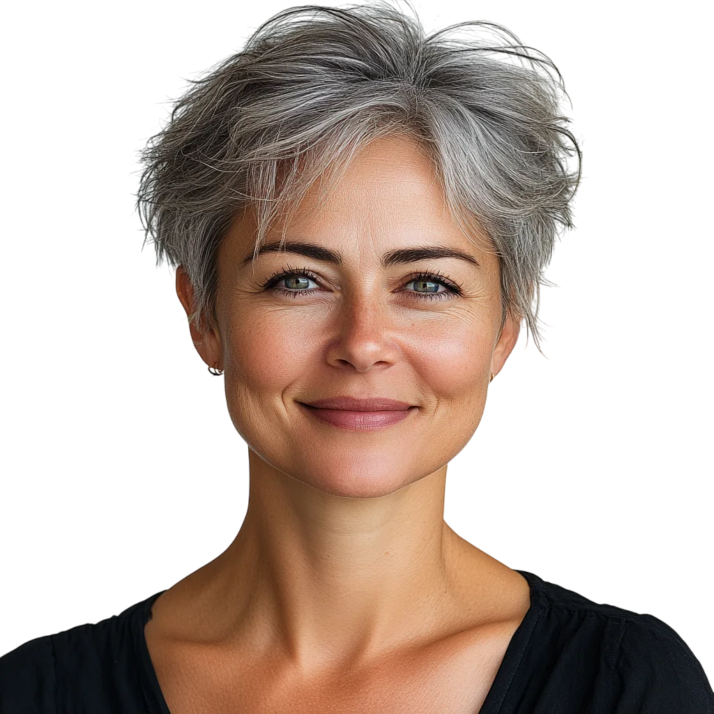 Smiling Silver-Haired Woman Portrait Free PNG