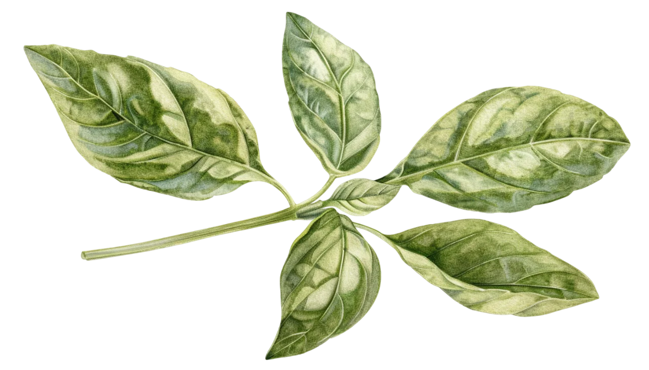 Variegated Basil Sprig with Broad Leaves – Free PNG