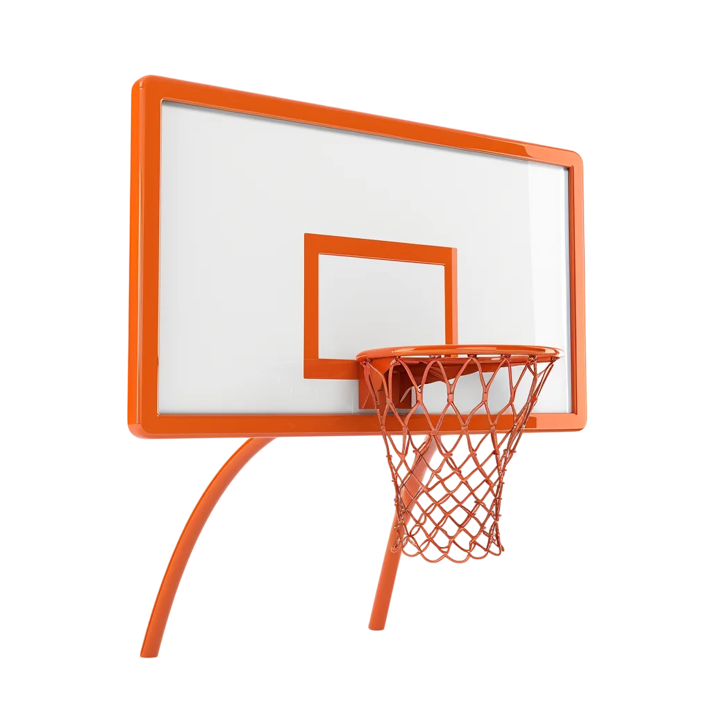 Orange Basketball Hoop and White Backboard Free PNG