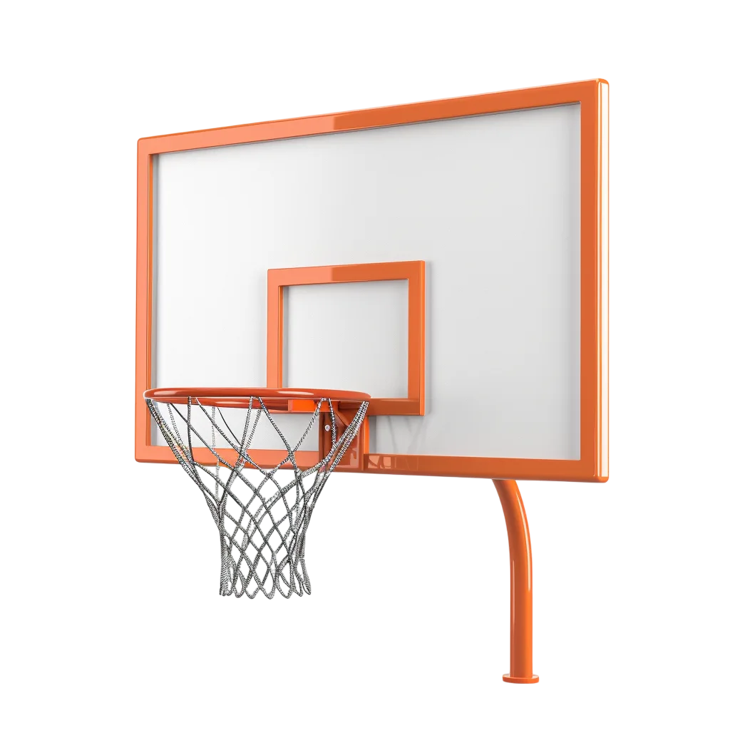 Orange Basketball Hoop and Chain Net with Backboard Free PNG